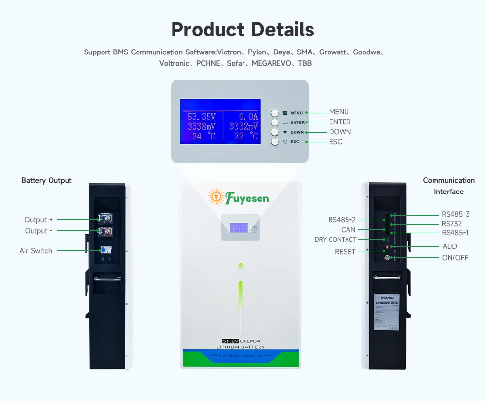 Fuyesen 51.2V LIFEPO4 lithium battery